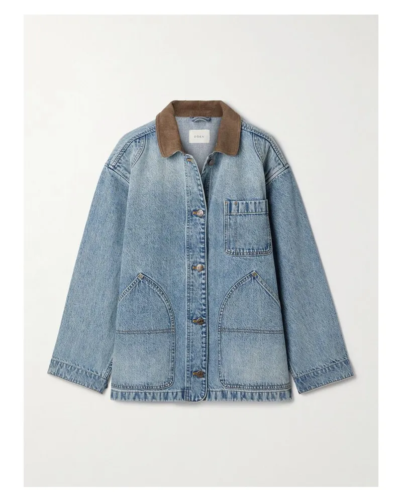 DÔEN Pascual Jeansjacke Mit Cordbesatz - Blau Blau