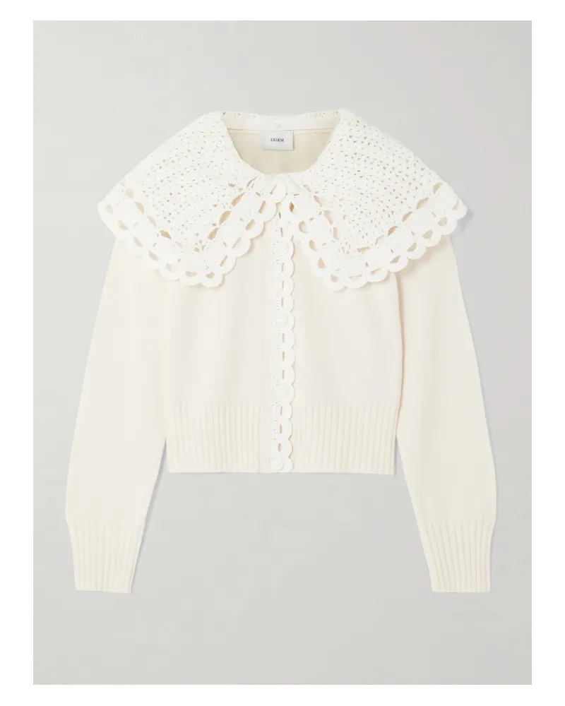Erdem Convertible Merino Wool-blend And Crocheted Organic Cotton Cardigan - White White