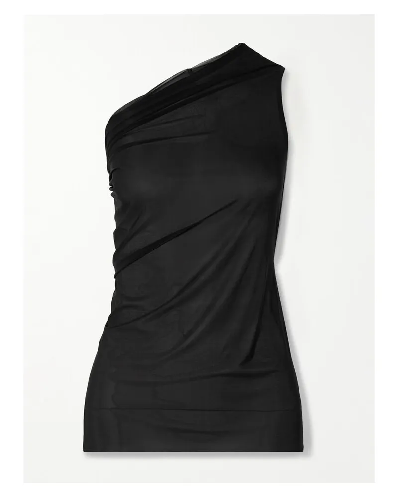 Rick Owens Athena Asymmetrisches Oberteil Aus Voile Mit Raffungen - Schwarz Schwarz