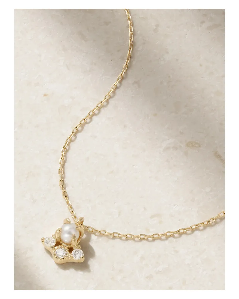 MATEO The Little Things Halskette Aus 14 Karat Gold Mit Diamanten Und Perle Gold