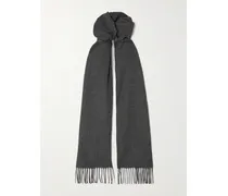 Fringed Cashmere Scarf - Gray