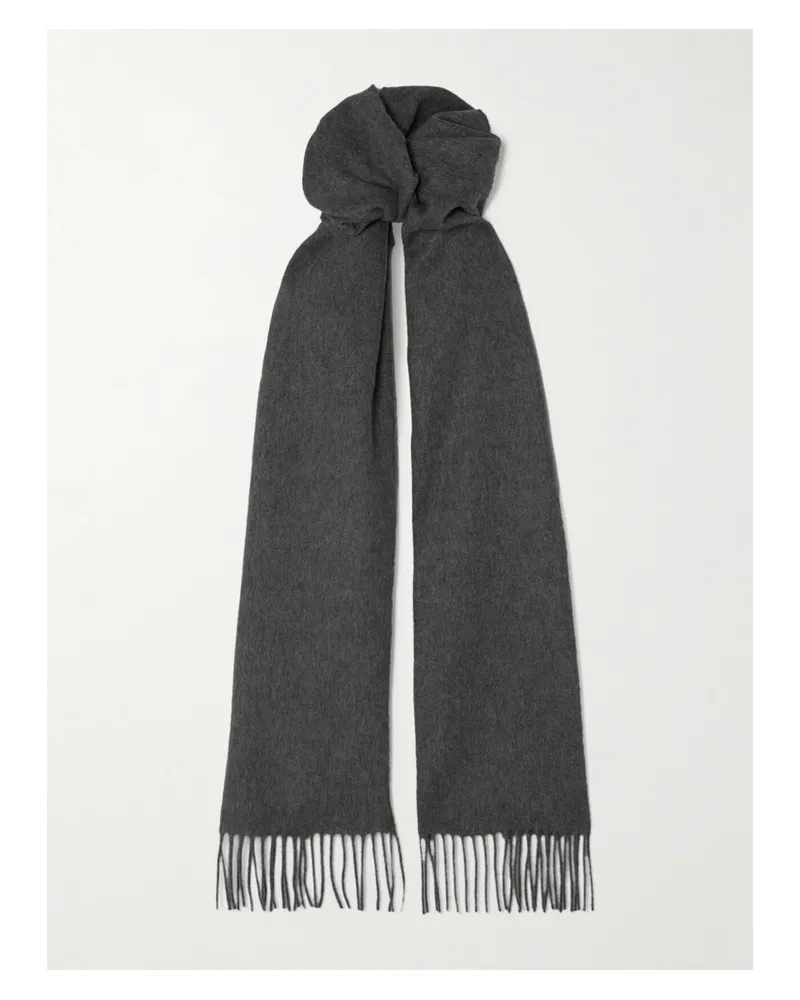 Johnstons of Elgin Fringed Cashmere Scarf - Gray Gray