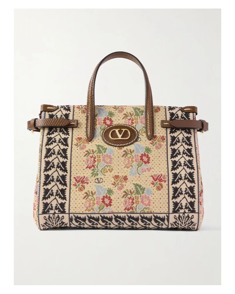 Valentino Garavani Antibes Tote Aus Jacquard Mit Lederbesätzen Mit Schlangeneffekt - Mehrfarbig Mehrfarbig