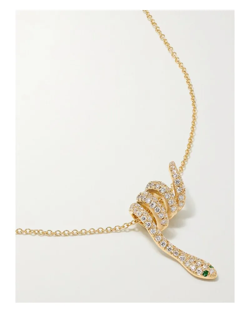 Ileana Makri Curled Snake Kette Aus 18 Karat Gold Mit Diamanten Und Tsavoriten Gold