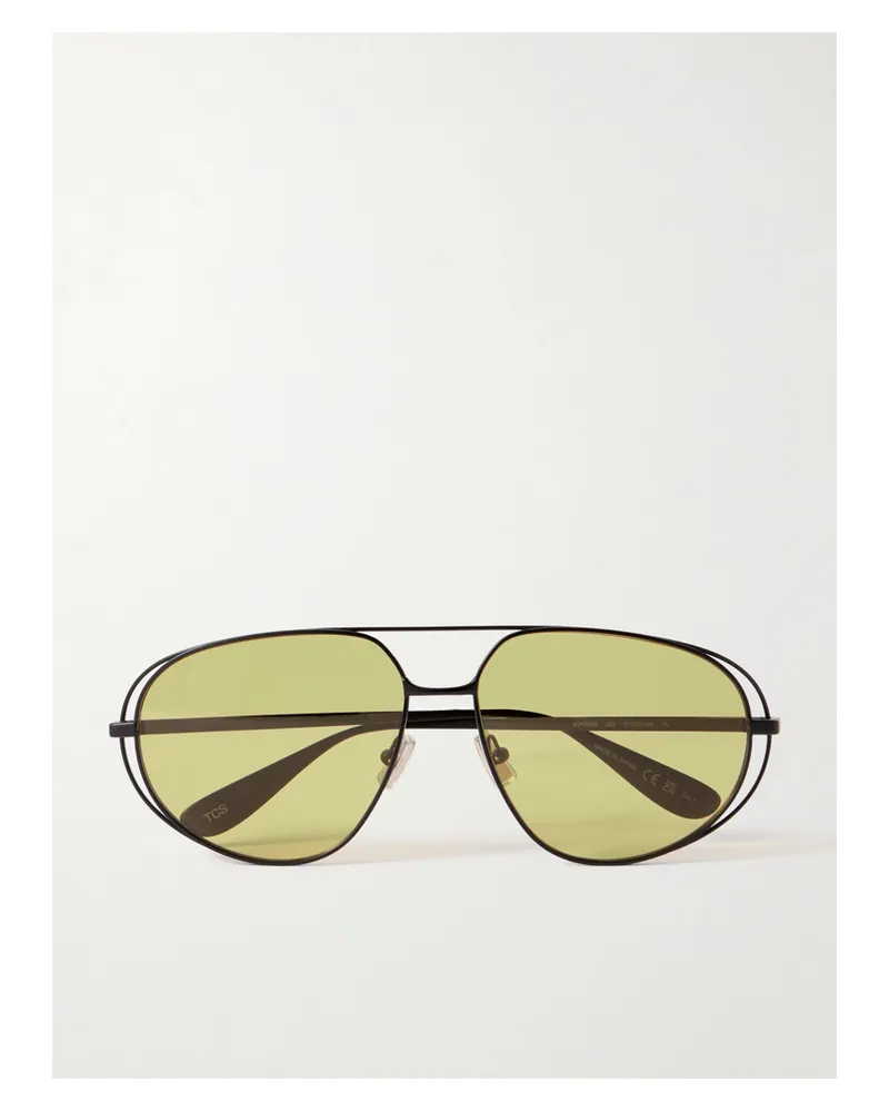 Bottega Veneta Aviator-style Gunmetal-tone Sunglasses - Black Black