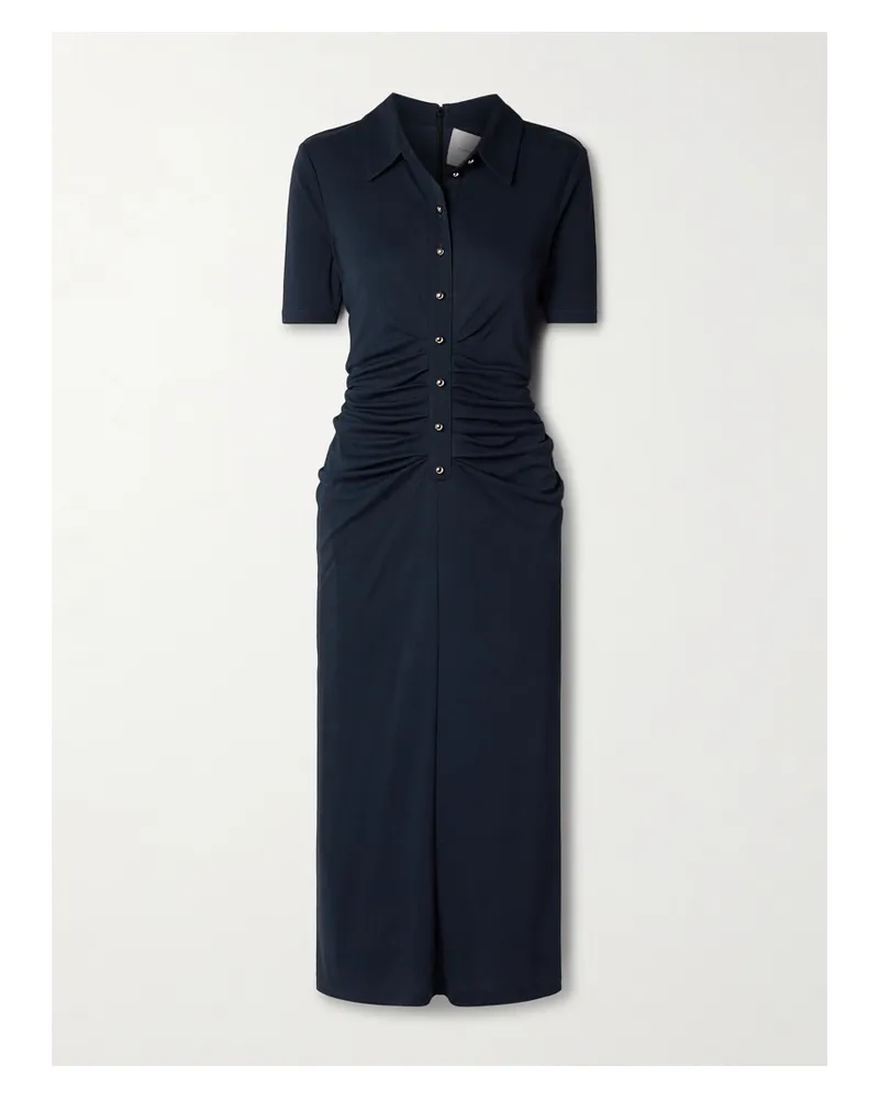 Carolina Herrera New York Midi-hemdblusenkleid Aus Stretch-jersey Mit Raffungen - Blau Blau