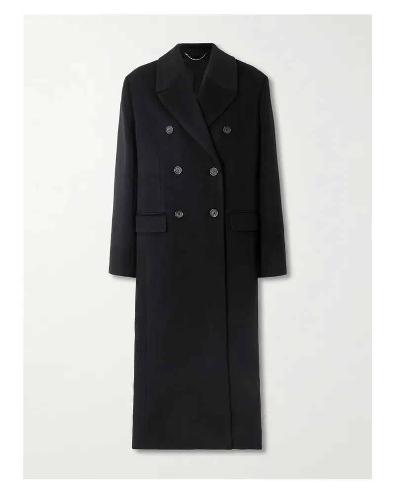 Totême Double-breasted Brushed Recycled-cashmere Coat - Black Black