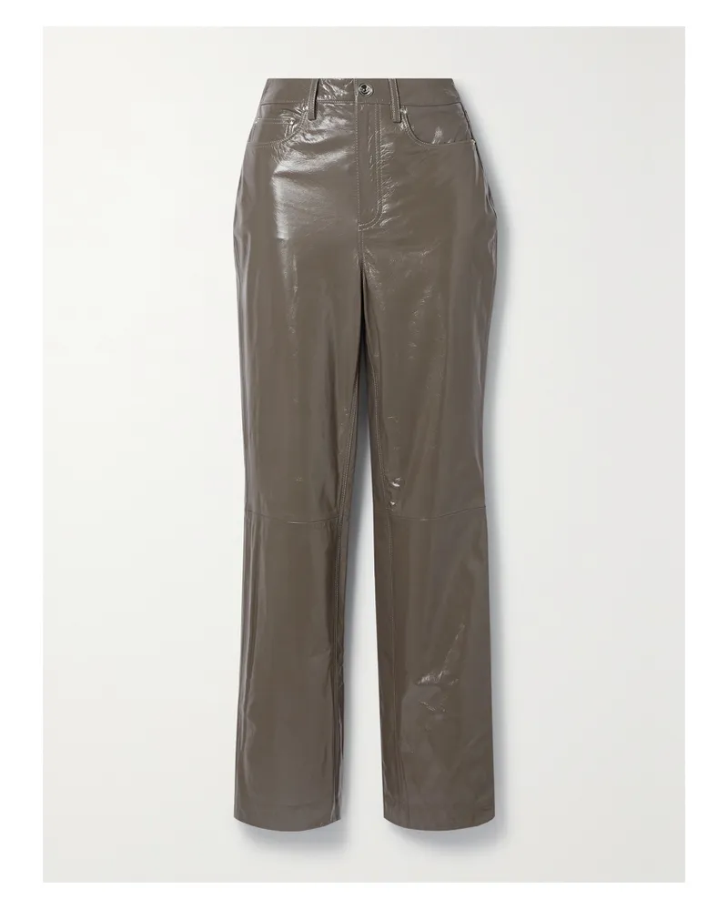 ROTATE Birger Christensen Lynn Hose Mit Geradem Bein Aus Leder - Grau Grau