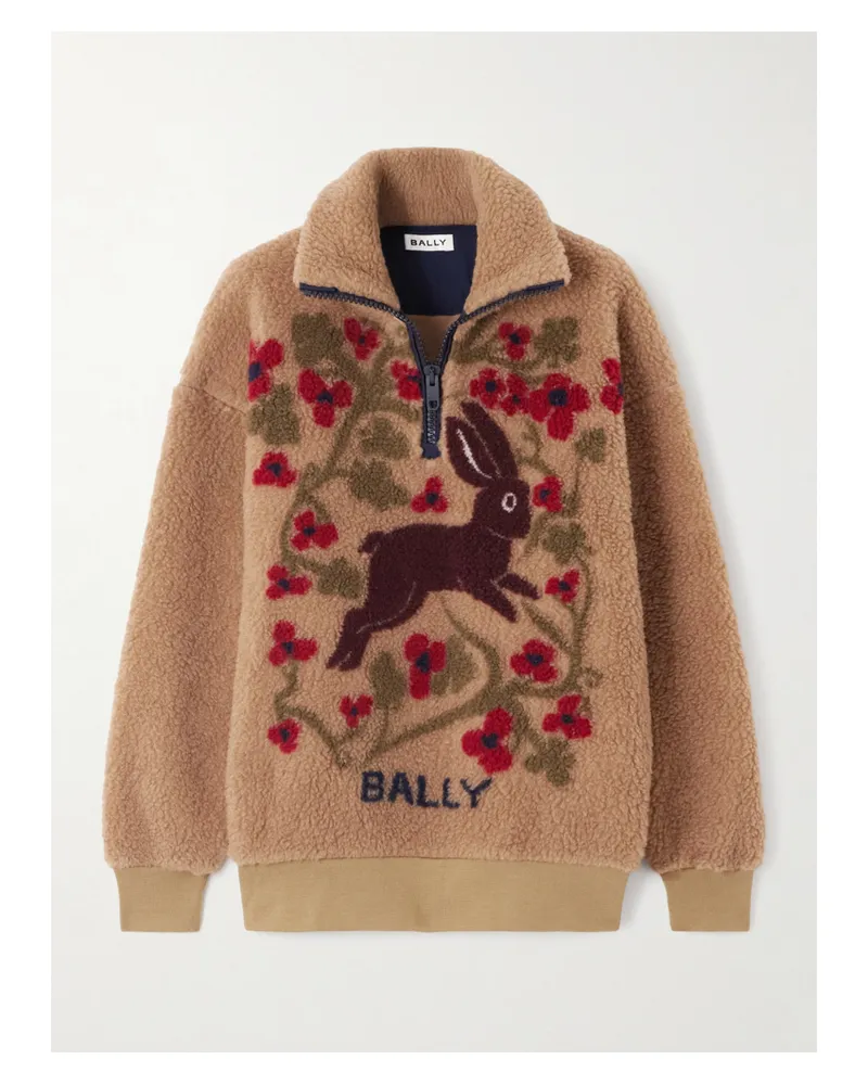 Bally Pullover Aus Bedrucktem Fleece Mit Kurzem Reißverschluss - Braun Braun
