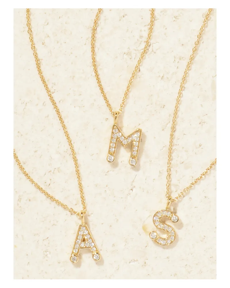 Sophie Bille Brahe Simple Letter Kette Aus Recyceltem 18 Karat Gold Mit Diamanten Gold