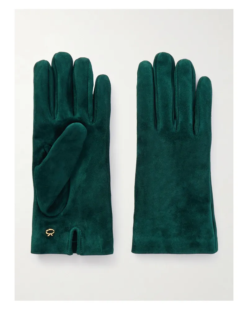 Gianvito Rossi Handschuhe Aus Veloursleder Mit Verzierung - Grün Grün
