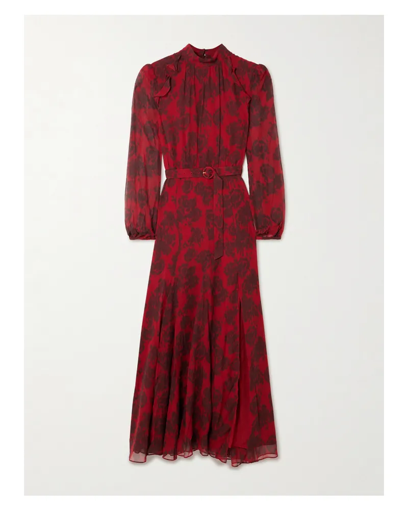 Saloni Jacqui-b Printed Silk Crepe De Chine Maxi Dress - Red Red