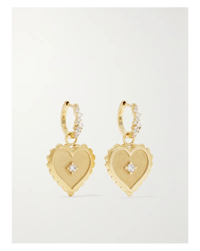 Sydney Evan Scallop Heart Ohrringe Aus 14 Karat Gold Mit Diamanten Gold