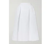 Fabiola Cotton-blend Cloqué Midi Skirt - White
