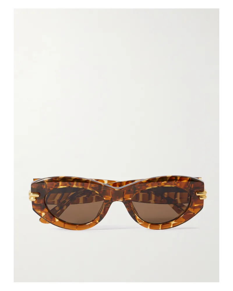 Bottega Veneta Oval-frame Acetate Tortoiseshell Sunglasses - Brown Brown
