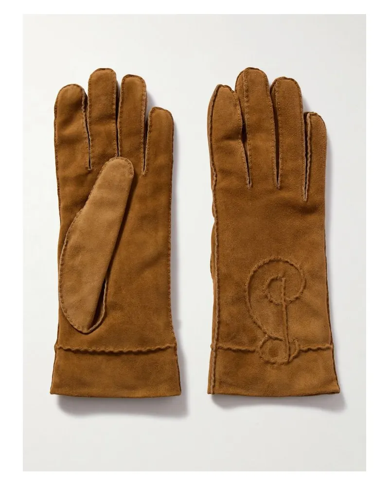 Burberry Handschuhe Aus Veloursleder Mit Stickereien - Braun Braun