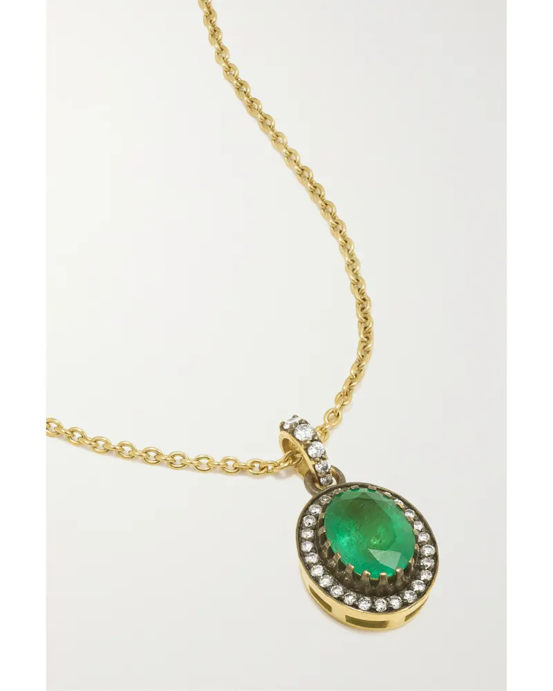 Amrapali Rajasthan Kette Aus 18 Karat Gold Mit Smaragd Und Diamanten - Grün Grün