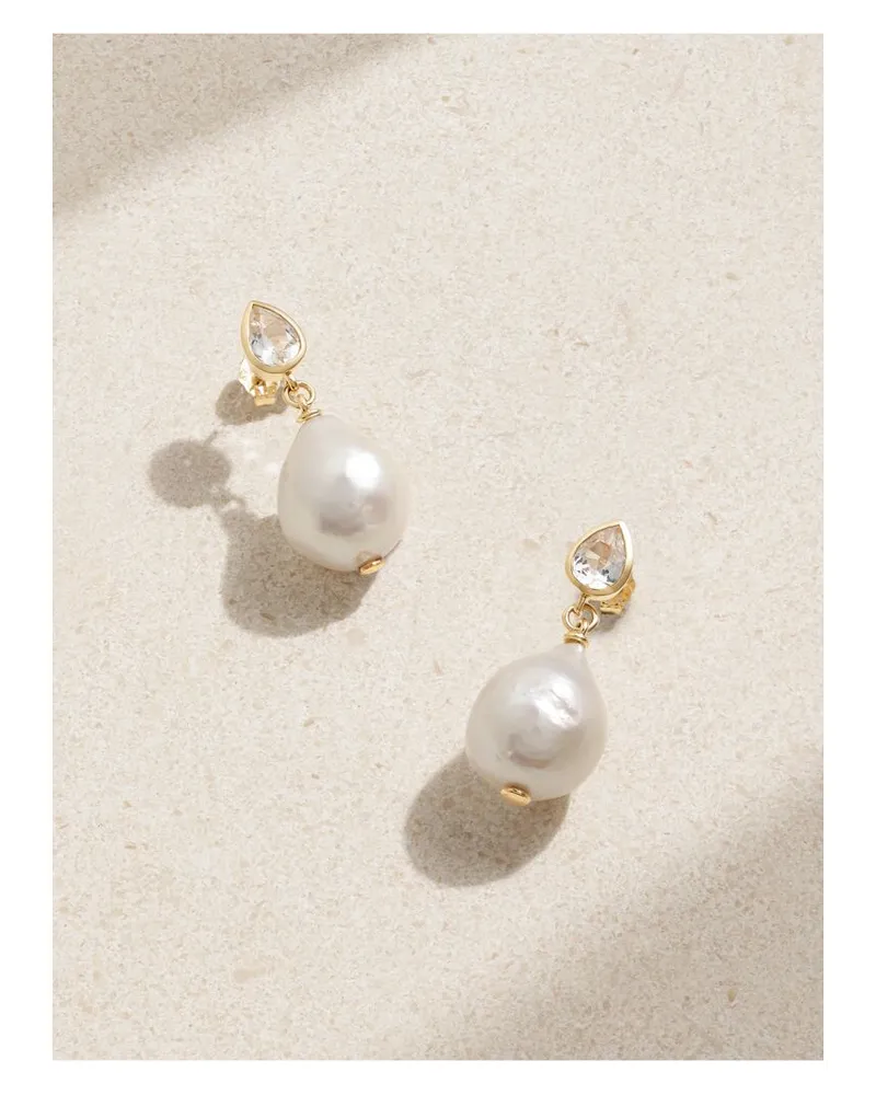 Alison Lou Tear Ohrringe Aus 14 Karat Gold Mit Topasen Und Perlen Gold
