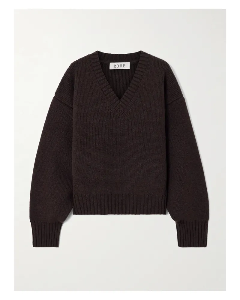 Róhe Oversized-pullover Aus Gerippter Wolle - Braun Braun