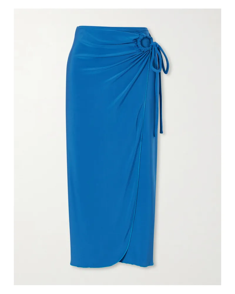 Max Mara Gathered Jersey Wrap-effect Maxi Skirt - Blue Blue