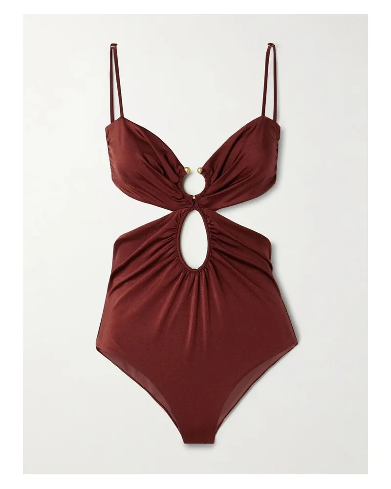 Johanna Ortiz Sunny Days Badeanzug Mit Cut-outs Und Verzierung - Burgunder Burgunder