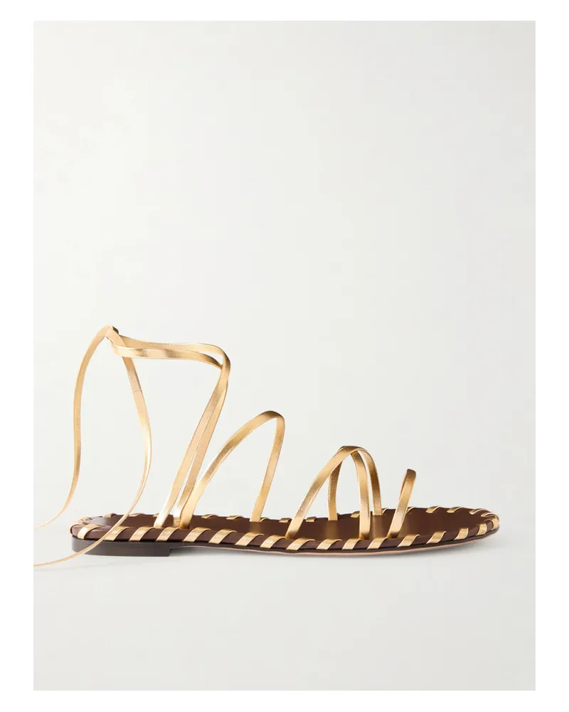 Gianvito Rossi Schnürsandalen Aus Metallic-leder - Gold Gold