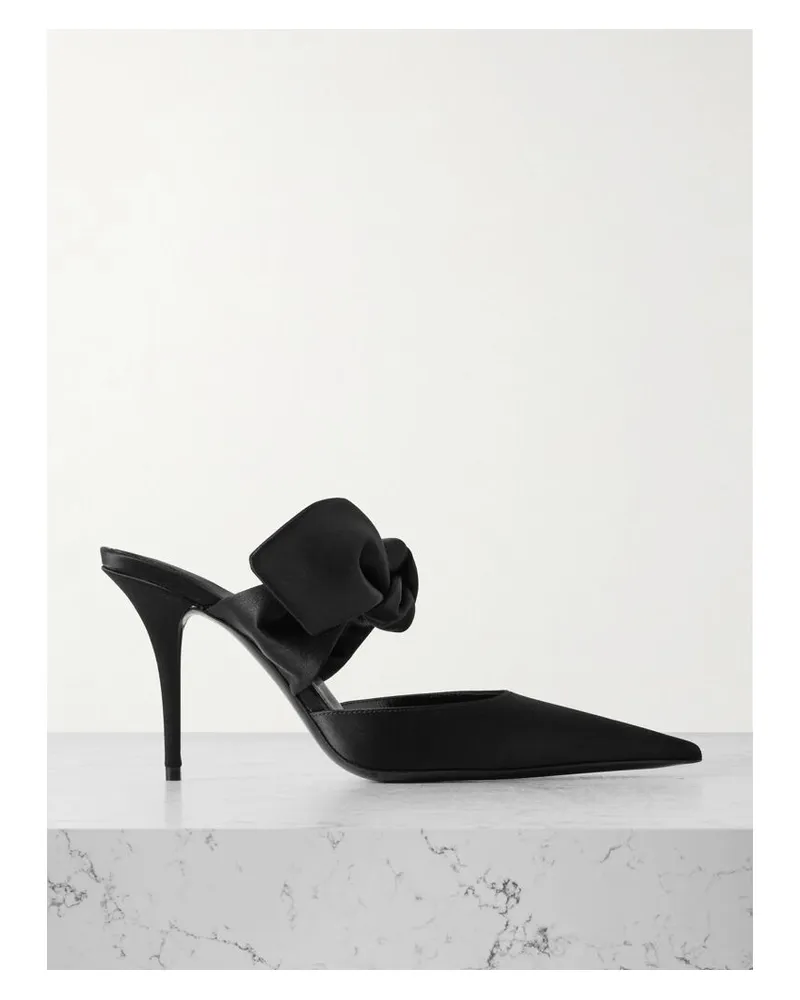 Saint Laurent Barbara Mules Aus Satin Mit Schleife - Schwarz Schwarz