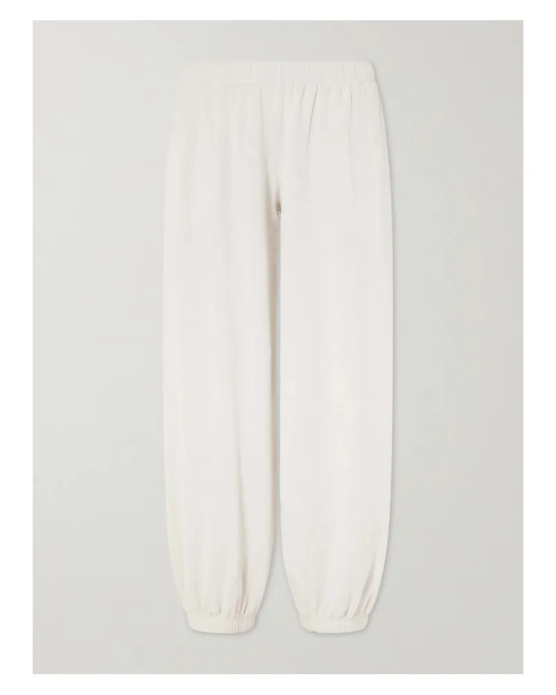 Suzie Kondi Paxos Cotton-blend Terry Track Pants - Neutrals Neutrals