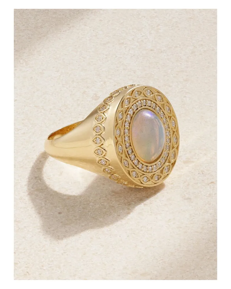 Sydney Evan Ring Aus 14 karat Gold Mit Opal Und Diamanten Gold