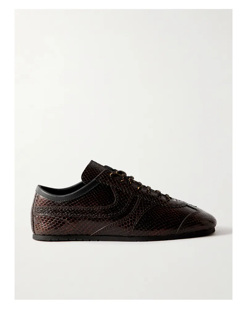 Dries van Noten Japan Sneakers Aus Leder Mit Schlangeneffekt - Braun Braun
