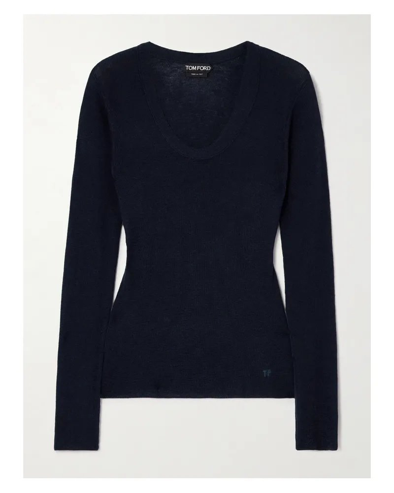 Tom Ford Pullover Aus Einer Kaschmir-seidenmischung - Blau Blau