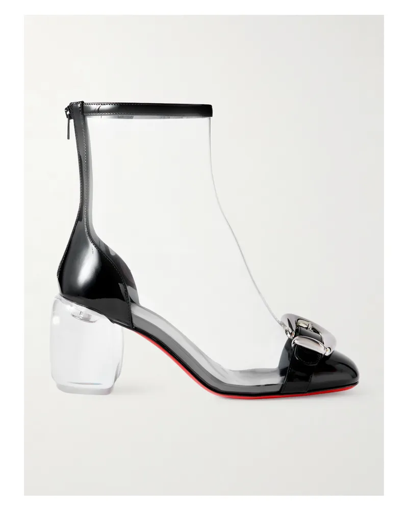 Christian Louboutin Minny Bubble Patent Leather-trimmed Pvc Ankle Boots - Black Black