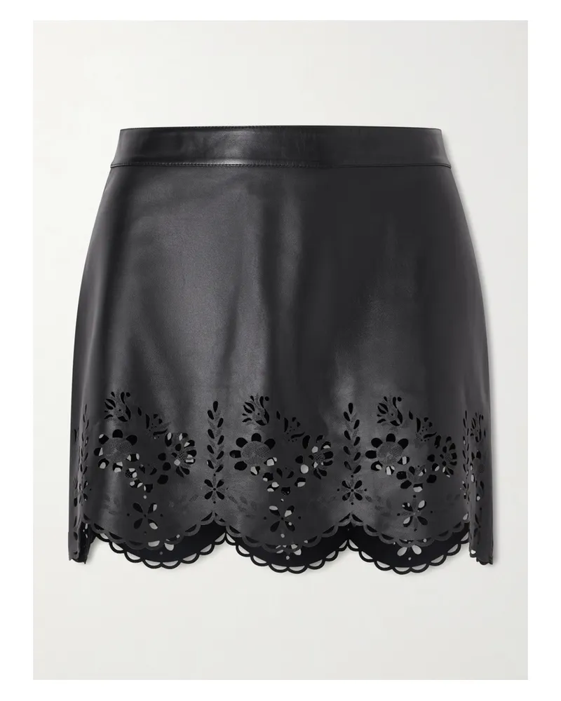 Isabel Marant Natea Laser-cut Leather Mini Skirt - Black Black