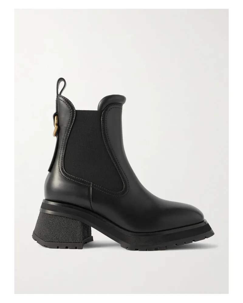 Moncler Gigi Chelsea Boots Aus Leder Mit Verzierung - Schwarz Schwarz