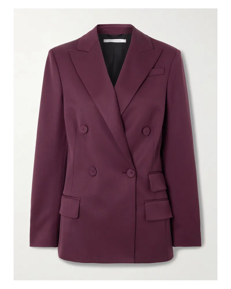 Another Tomorrow Doppelreihiger Blazer Aus Einer Wollmischung - Burgunder Burgunder