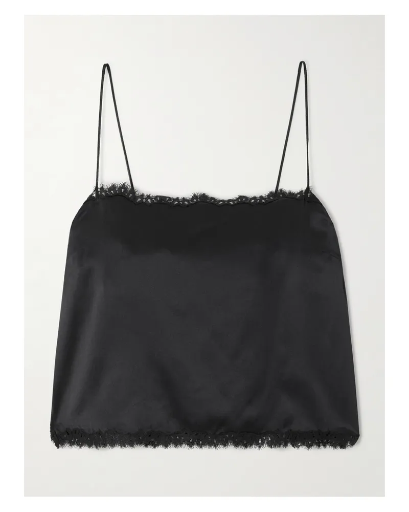DÔEN Loure Lace-trimmed Silk-satin Top - Black Black