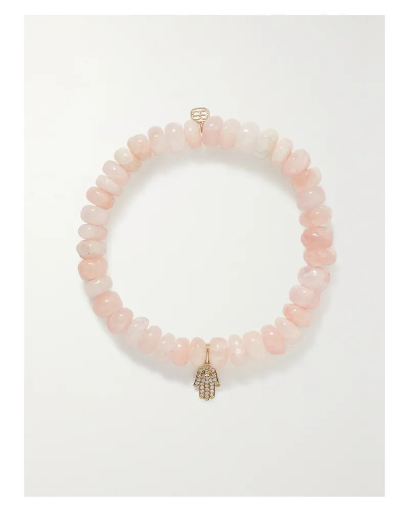 Sydney Evan Small Hamsa Armband Mit Morganiten, Diamanten Und Details Aus 14 Karat Gold Gold
