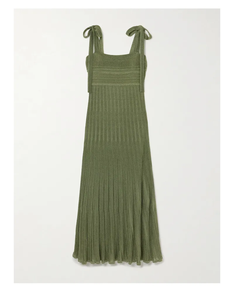 Zimmermann Wanderlust Metallic Ribbed-knit Maxi Dress - Green Green