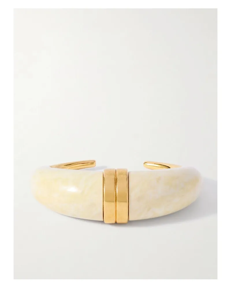 Saint Laurent Armspange Aus Harz Mit Goldfarbenen Details - Creme Creme