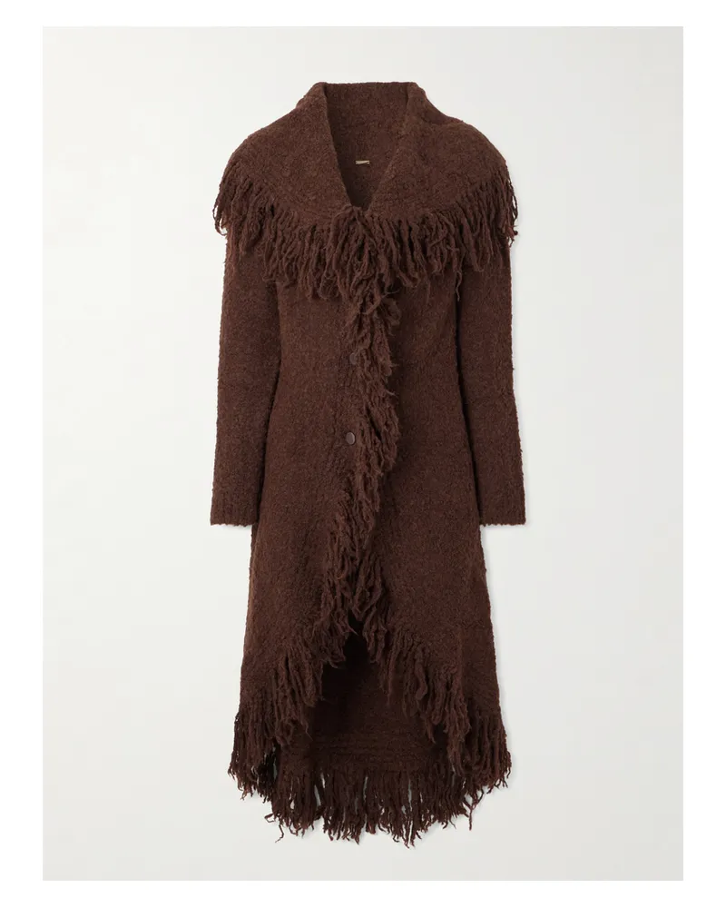 Cult Gaia Victoria Duster Cardigan Aus Bouclé Aus Einer Wollmischung Mit Fransen - Braun Braun