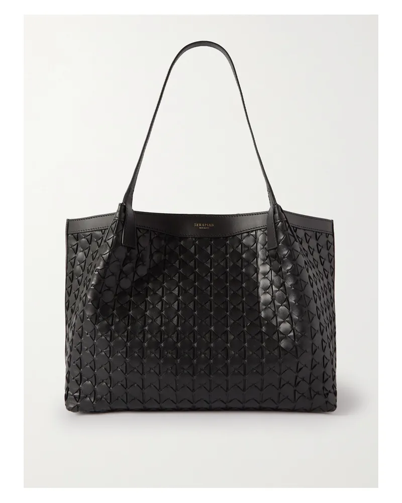 Serapian Secret Small Woven Leather Tote - Black Black