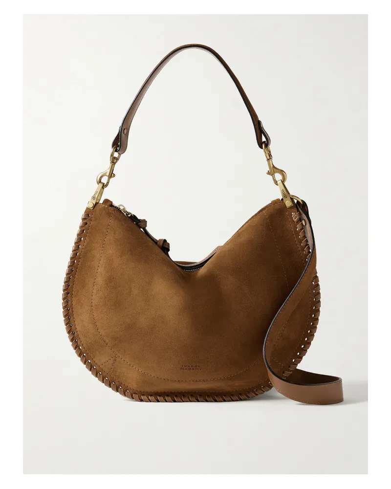 Isabel Marant Oskan Soft Zipped Leather-trimmed Suede Shoulder Bag - Brown Brown