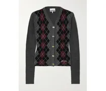 Cardigan Aus Merinowolle Mit Argyle-muster - Grau