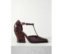 Onda Croc-effect Leather Pumps - Burgundy