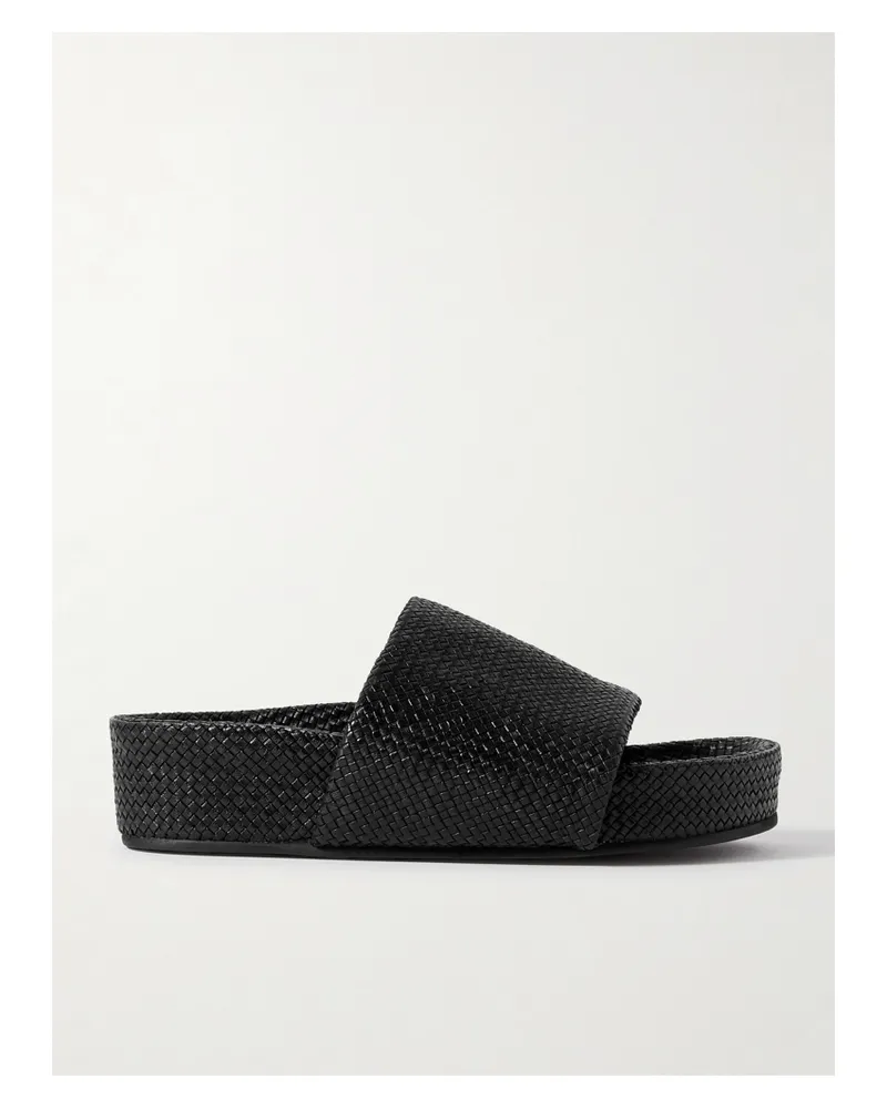 St. Agni Pantoletten Aus Geflochtenem Leder Mit Plateau - Schwarz Schwarz