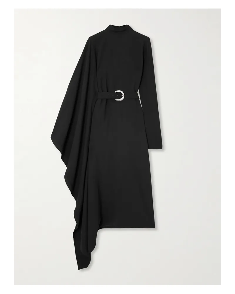 Taller Marmo Tanning Belted Crystal-embellished Cady Turtleneck Midi Dress - Black Black