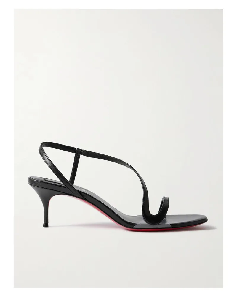 Christian Louboutin Rosalie 55 Slingback-sandalen Aus Leder Und Pvc - Schwarz Schwarz