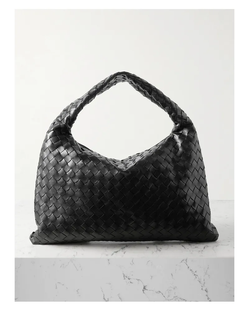Bottega Veneta Hop Small Intrecciato Leather Tote - Black Black
