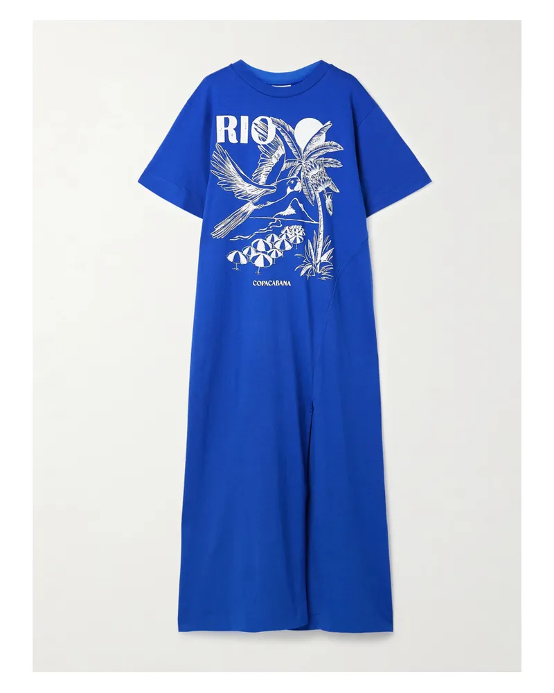 FARM Rio Rio Oversized-maxikleid Aus Baumwoll-jersey Mit Print - Blau Blau