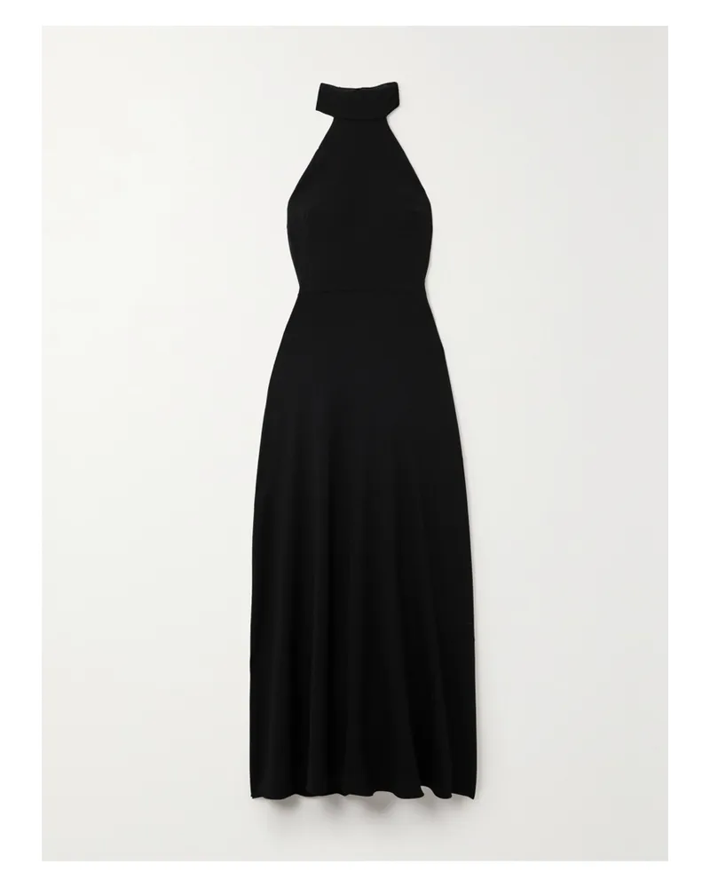 Matteau Net Sustain Neckholder-maxikleid Aus Stretch-wolle - Schwarz Schwarz